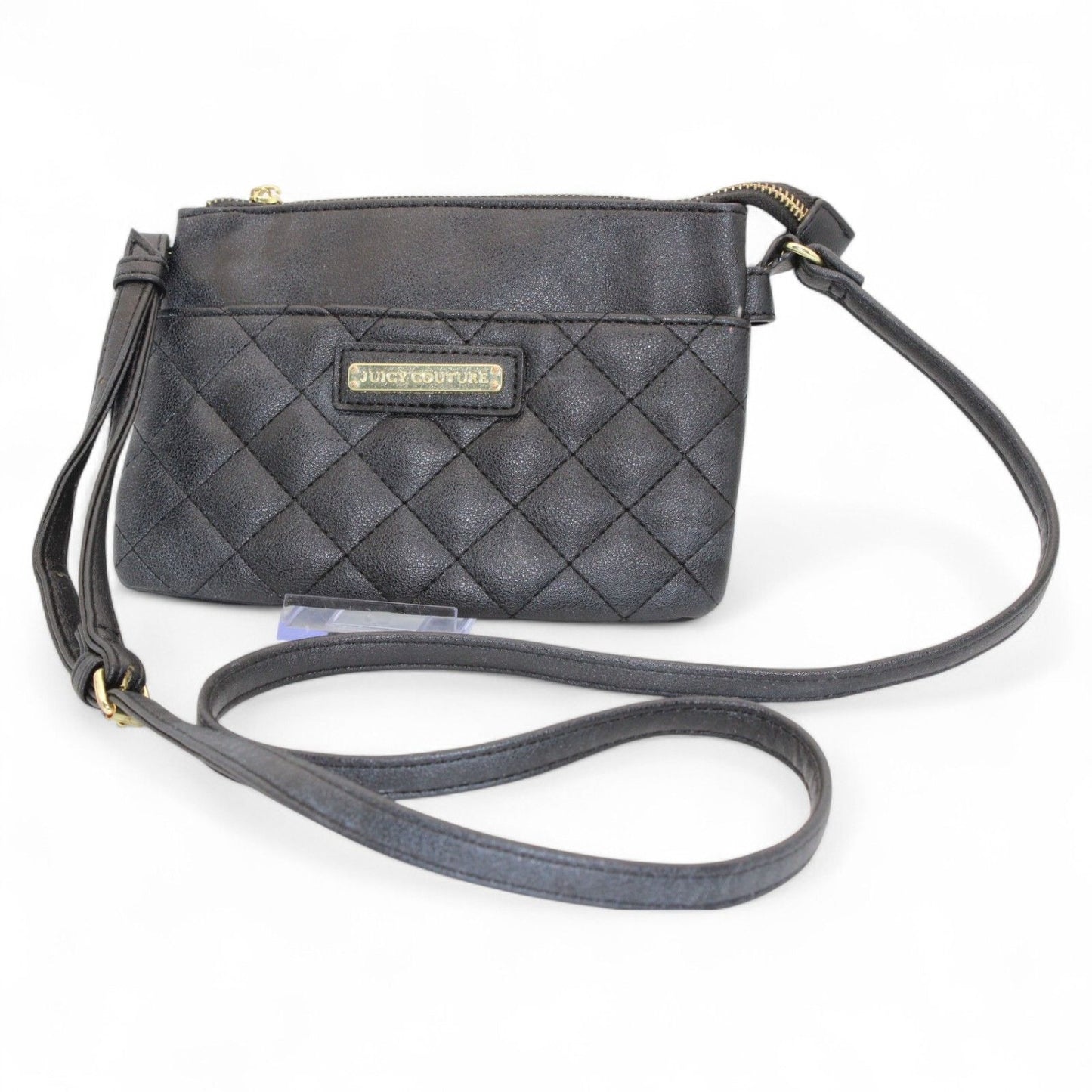 Juicy Couture Quilted Black Crossbody Bag With Gold Hardware & Logo Detail