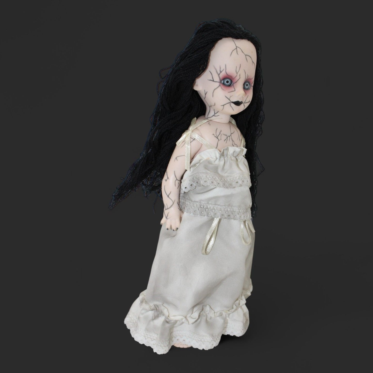 Mezco Living Dead Dolls Hush Horror Doll With Black Hair In White Dress